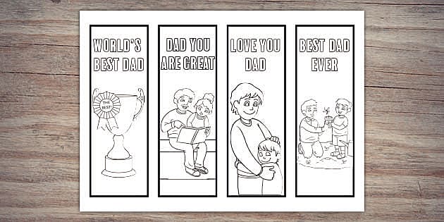 Printable Father's Day Coloring Bookmarks