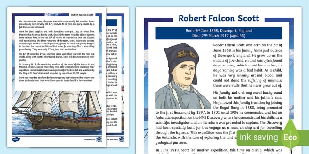 Robert Falcon Scott Fact File (teacher Made) - Twinkl