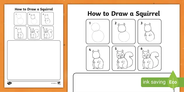 how to draw a cartoon squirrel
