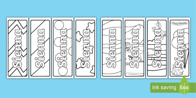 FREE! - Sienna Name Simple Colouring Bookmarks - Twinkl