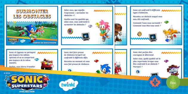 FREE Sonic: Overcoming Obstacles Discussion Cards for Grades 3-5 French