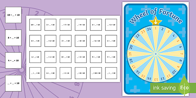 Number Bonds to 10 Wheel of Fortune Spinning Wheel Activity Pack