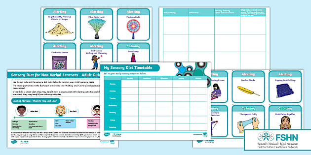 FREE Sensory Diet Template for Non Verbal Learners FSHN Resource