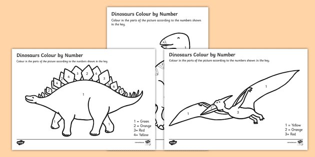 dinosaurs color by number
