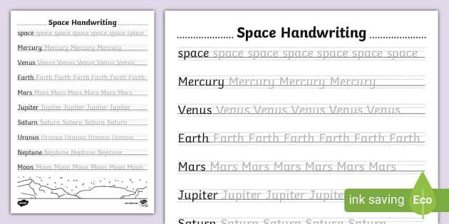 Space-Themed Handwriting Practice Sheets (Teacher-Made)