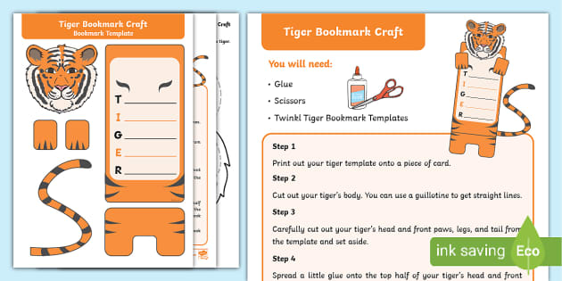 FREE! - Acrostic Poem Tiger Bookmark Craft (teacher made)