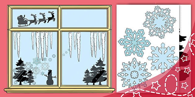 Winter Window Display (Silhouette) (teacher made) - Twinkl