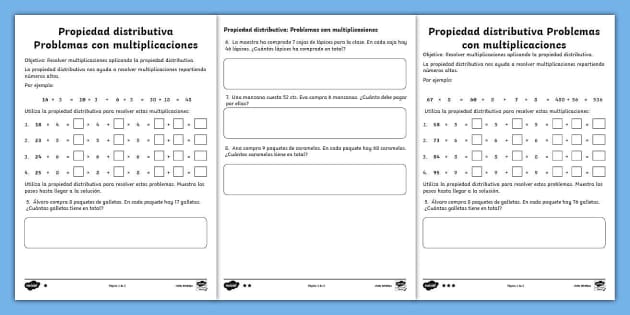 Ficha De Actividad Por Niveles: Multiplicar Con La Propiedad Distributiva