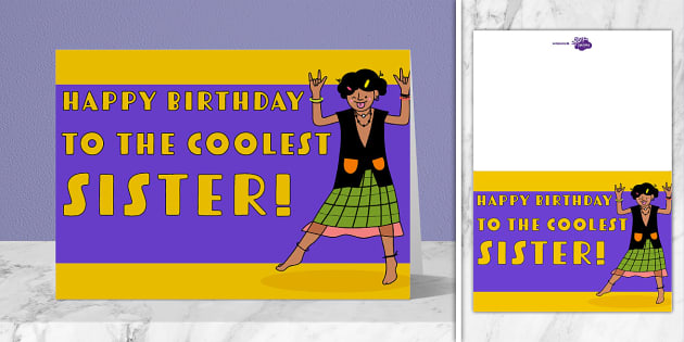 Happy Birthday Sister Typographical Card | Twinkl Party