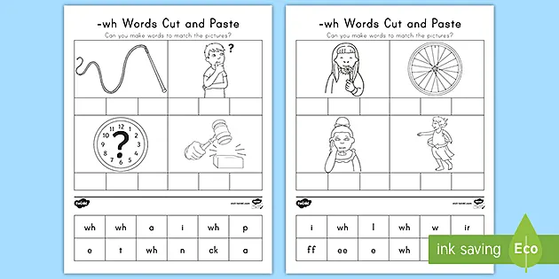 wh digraphs cut and paste activity teacher made