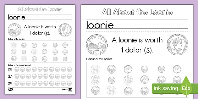FREE! - All About the Canadian Toonie Coin Worksheet - Math
