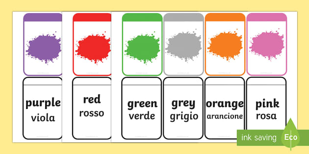 Color Matching Flashcards English/Italian - Color Matching Flashcards
