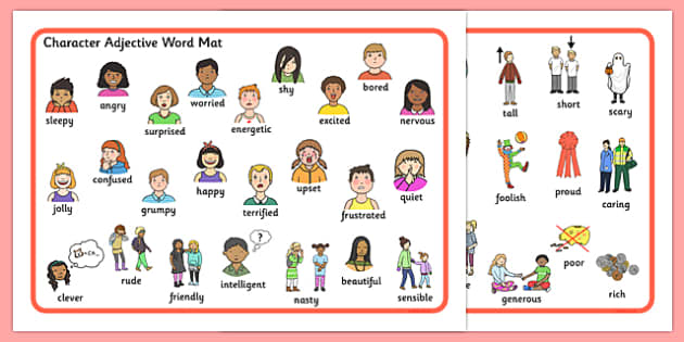 Character Adjective Word Mat