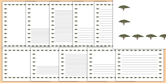 Acacia Tree Themed Page Borders (Teacher-Made) - Twinkl