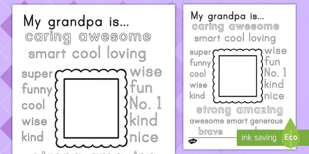 Draw and Color Me Father's Day Card Printable for Grandpa 