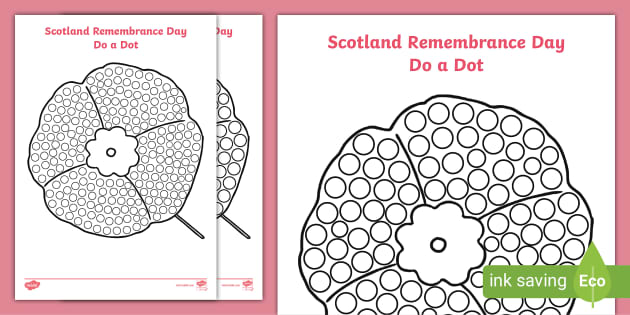 Scotland Remembrance Day Poppy Do a Dot Activity - Twinkl