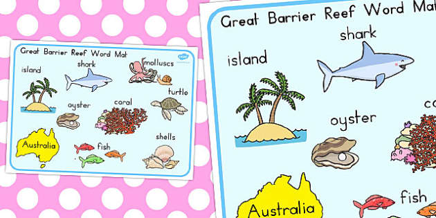 Great Barrier Reef Word Mat (teacher made) - Twinkl