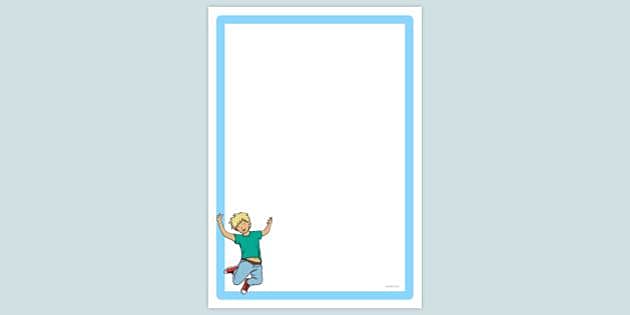 Simple Blank Boy Jumping Page Border | Page Borders | Twinkl