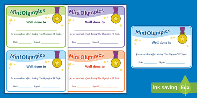 Printable Olympic Achievement Certificate