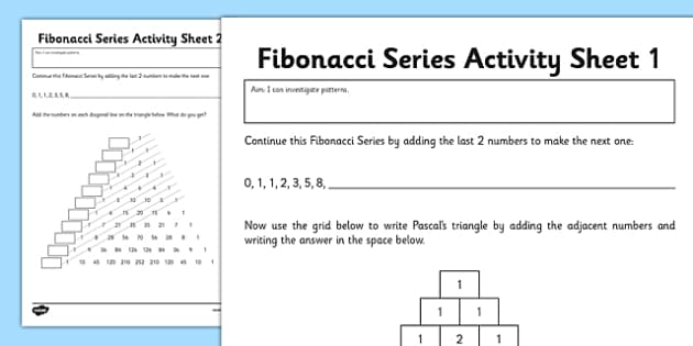 Fibonacci Numbers Worksheet / Activity Sheet - fibonacci