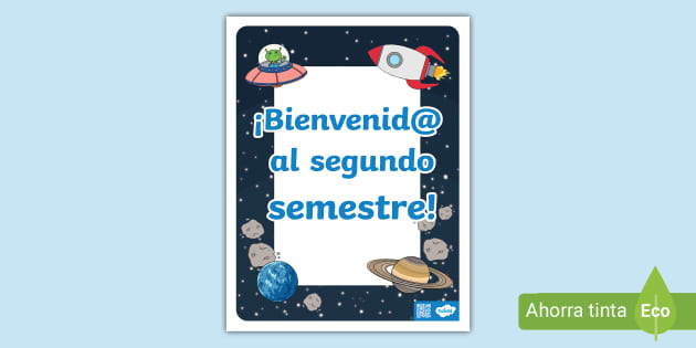 Póster: Bienvenid@ al segundo semestre (estrellas) - Twinkl