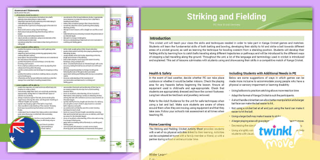 FREE! - Move PE Year 4 Striking and Fielding: Cricket Unit Overview