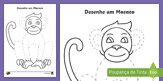 COMO PINTAR UM MACACO BEM FÁCIL - Desenhos prontos para crianças -  Atividades para a Educação Infantil - Cantinho do Saber