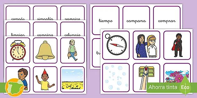 Tarjetas De Vocabulario Palabras Con M Antes De P Y B