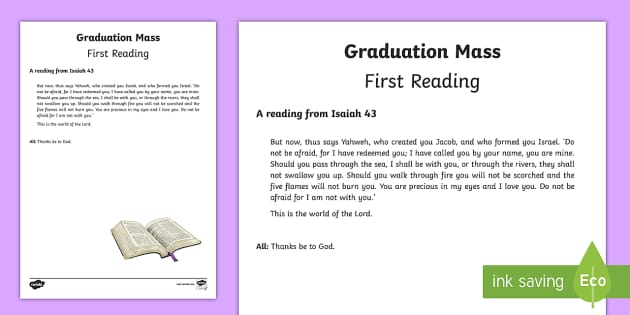 Year 6 Graduation Mass First Reading Print-Out - Twinkl