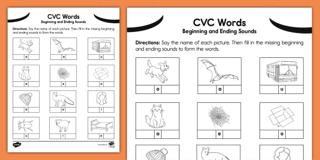 Beginning Sounds CVC Words /p, b ,m, t, d, k, g, f