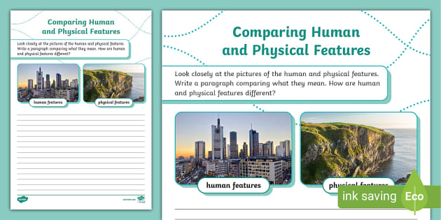 Comparing Human And Physical Features Worksheet - Twinkl