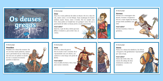 Deuses Gregos - Cartões de curiosidades