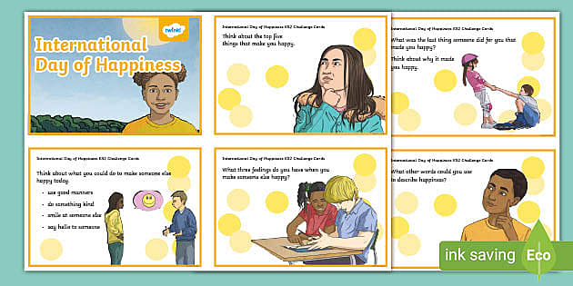 International Day of Happiness KS2 Challenge Cards - Twinkl