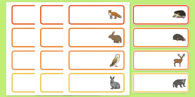 Woodland Animal Labels for Daycare