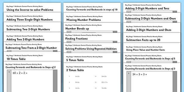 arithmetic content practice worksheets bumper pack year 2
