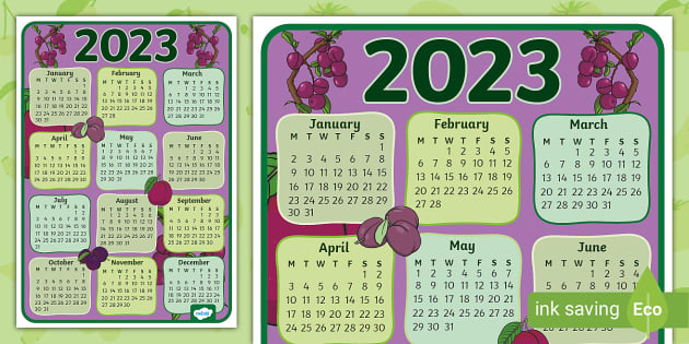 FREE! - Free 2023 Plum Calendar for Kids: Download and Print now!