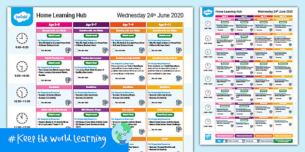 FREE! - Home Learning Hub Daily Plan Wednesday 24th June