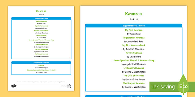 Printable Kwanzaa Books List for Kids | Twinkl USA - Twinkl