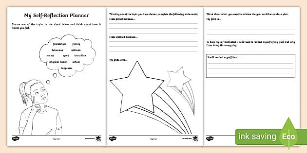 My Self-Reflection Planner Worksheet (teacher made) - Twinkl