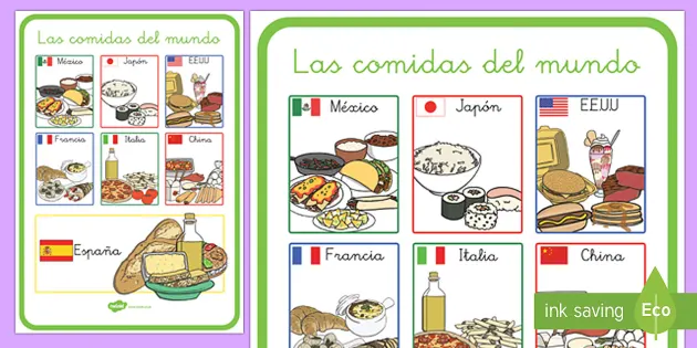 A2 Ficha de actividad: Comidas del mundo en inglés - Twinkl