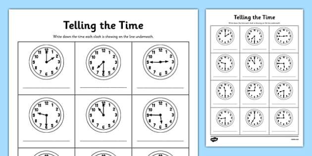 o clock half past and quarter past the hour time worksheet