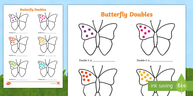 Butterfly Doubles to 20 Worksheet / Worksheet (teacher made)