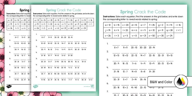 Spring Crack the Code Activity, Math