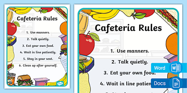 Editable Cafeteria Rules Poster for Schools (Teacher-Made)