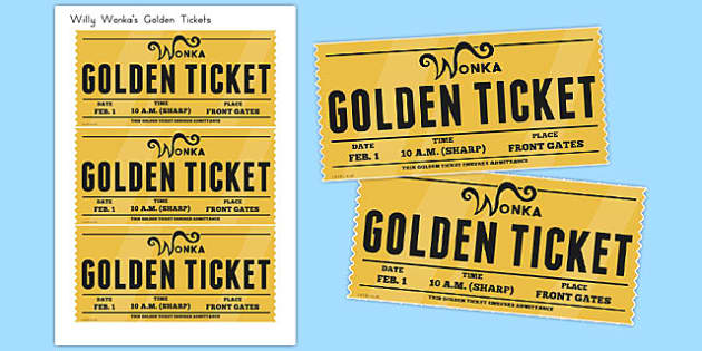 Willy Wonka golden ticket invitation template│Twinkl