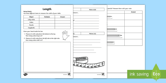 measuring length using non standard and standard units worksheet