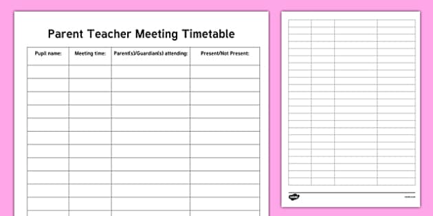 ROI Parent Teacher Meeting Timetable