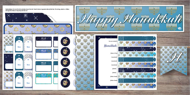 * NEW * Printable Hanukkah Decorations Twinkl Party