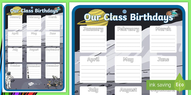 Space Birthday Chart Display Poster (teacher made) - Twinkl