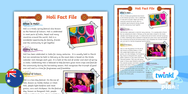Year 3 HASS History Celebrations around World Holi Fact File